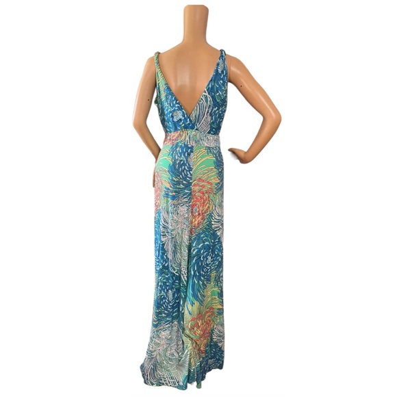 Zen Knits Floral Chrysanthemum Faux Wrap Maxi Dress Small - Picture 3 of 6